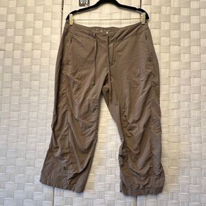 Mountain‎ Hardwear gorpcore Cropped Hiking Capris Drawstring Ruched Brown Sz 10